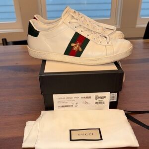 Gucci Women’s White Sneakers with Green and Red Accents
